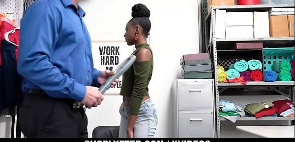  ShopLyfter - Pretty Black Girl Caught Stealing Gets Creampied By Security